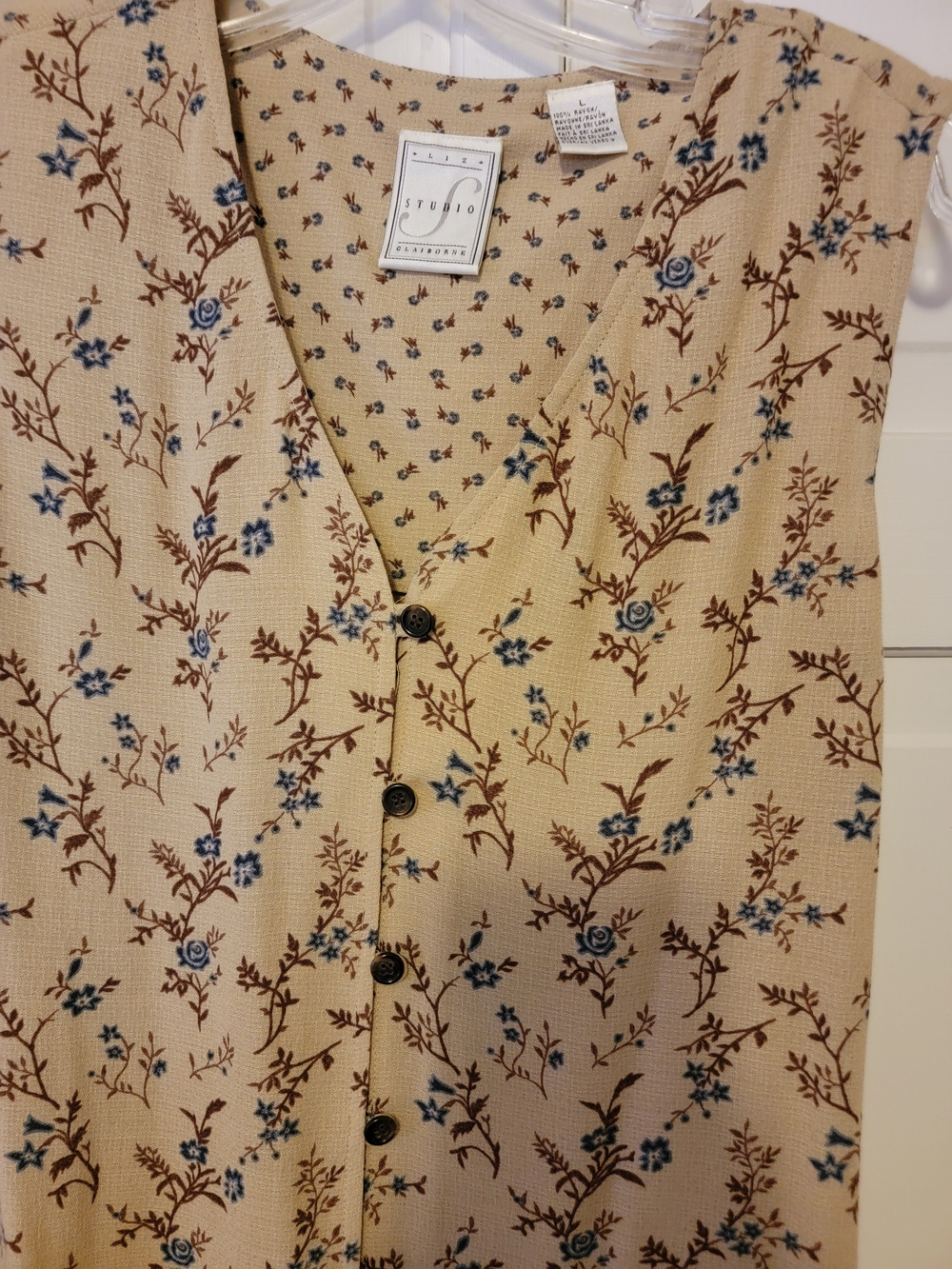 Claiborne Beige Floral Maxi Skirt AND VEST Size Large EUC - Picture 4 of 8